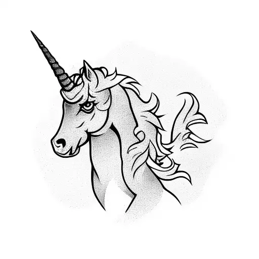   skateboarding unicorn tattoo design idea