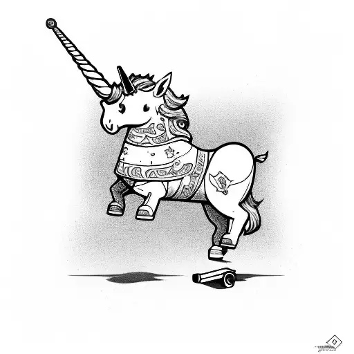 unicornio skating skateboard middlefinger tattoo design idea