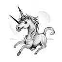   skateboarding unicorn tattoo design idea