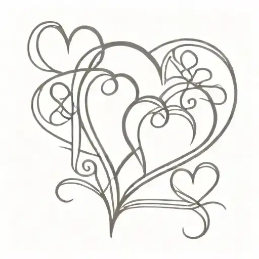 Three interlocking hearts playing card tattoo design idea