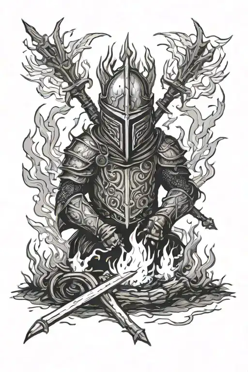 dark souls bonfire tattoo design idea