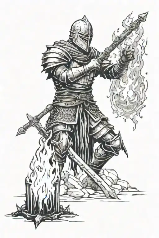 dark souls bonfire tattoo design idea