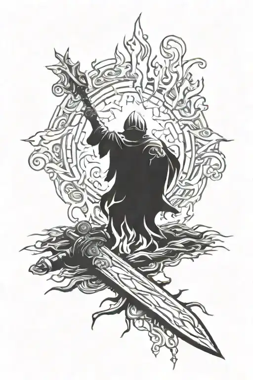 dark souls bonfire tattoo design idea