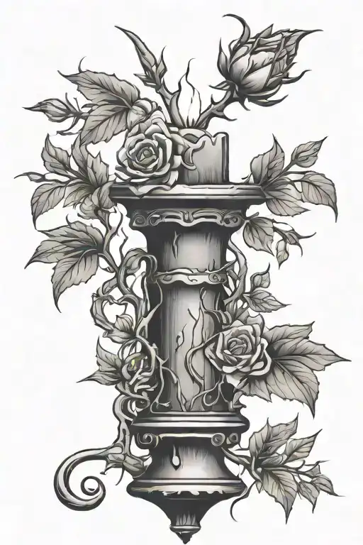 candlestick inside the thorn bush without flowers tattoo design idea