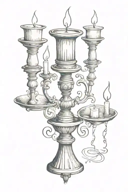 candle in a candlestick tattoo design idea