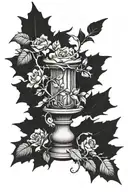 candlestick inside the thorn bush without flowers tattoo design idea