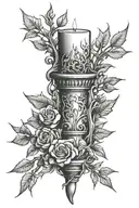 candlestick inside the thorn bush without flowers tattoo design idea