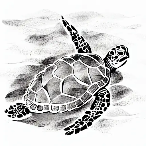 Planet Earth Travel Sea Turtle tattoo design idea