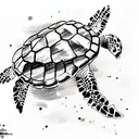 Planet Earth Travel Sea Turtle tattoo design idea