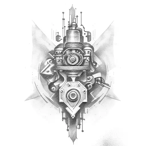 engine piston tattoo design idea