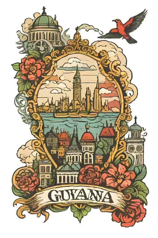 Guyana London skyline tattoo design idea