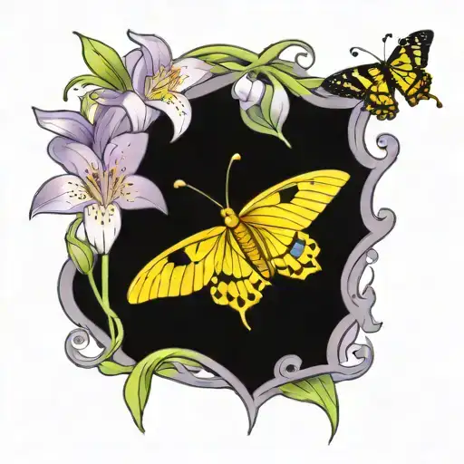 sleeve lilac lilly of valley margaritas with butterfly tattoo design idea