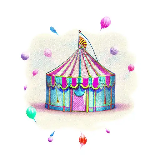 circus tent carnival fun coloful tattoo design idea