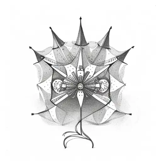 circus tent clowns carnival flower tattoo design idea