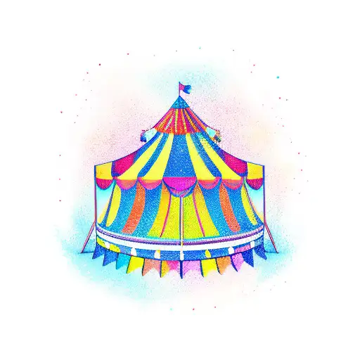 circus tent carnival  coloful tattoo design idea