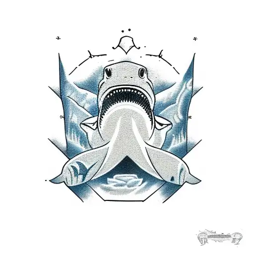 Shark with shaded fins and tale tattoo design idea