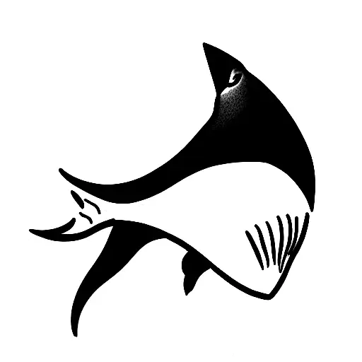 Shark with shaded fins and tale tattoo design idea