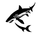 Shark with shaded fins and tale tattoo design idea