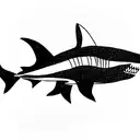 Shark with shaded fins and tale tattoo design idea