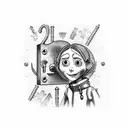 coraline moon lock and key tattoo design idea