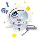 coraline moon lock and key tattoo design idea