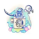 coraline moon lock and key tattoo design idea