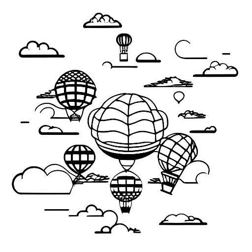 globe hot air balloon helicopter tattoo design idea