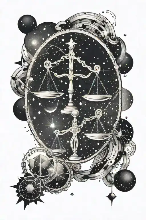 Libra and aquarius constellation merging together tattoo design idea