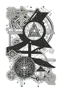 Libra and aquarius constellation merging together tattoo design idea