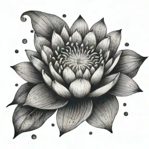 sun shining with water lily tattoo design idea