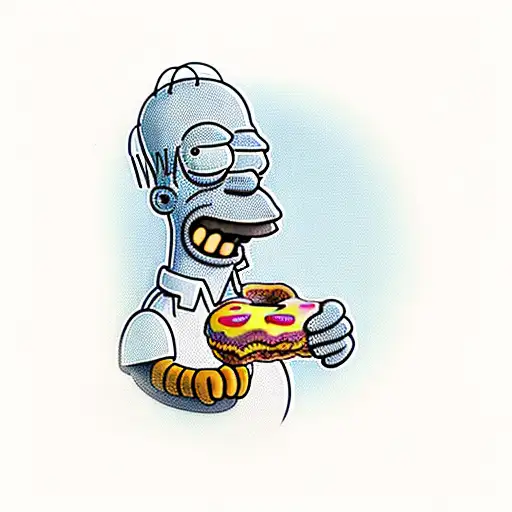 Homer Simpson eating a donut  tattoo design idea
