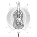 guitar and mic tattoo design idea