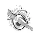 guitar and mic tattoo design idea