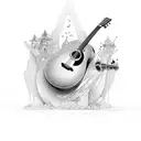 guitar and sing tattoo design idea