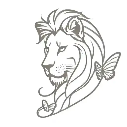 half lion head and half butterfly tattoo design idea