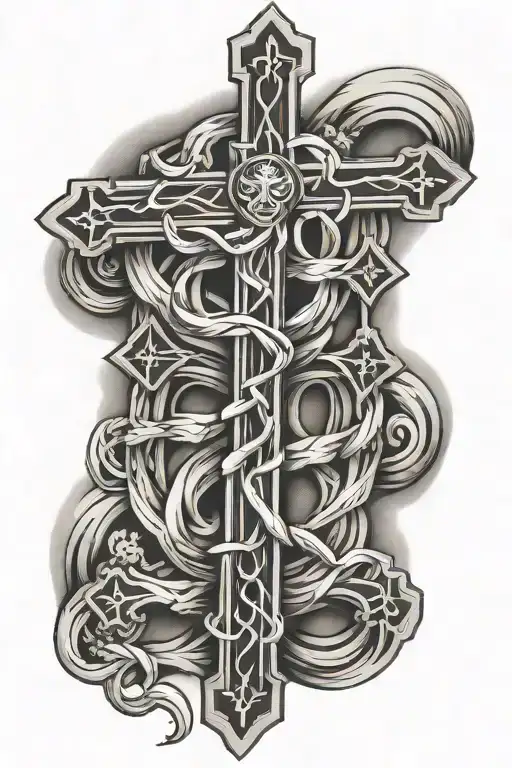 three crosses intertwined tattoo design idea