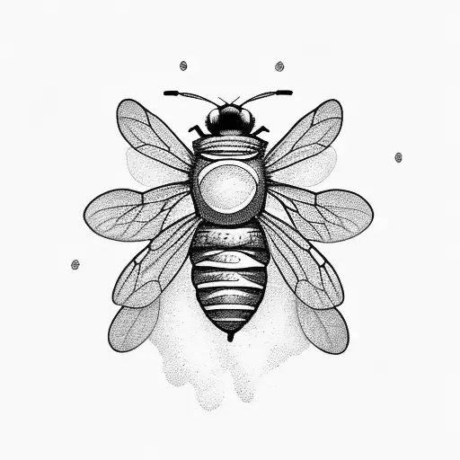 side view of a honey Bee carrying a semi colon and a vine tattoo design idea