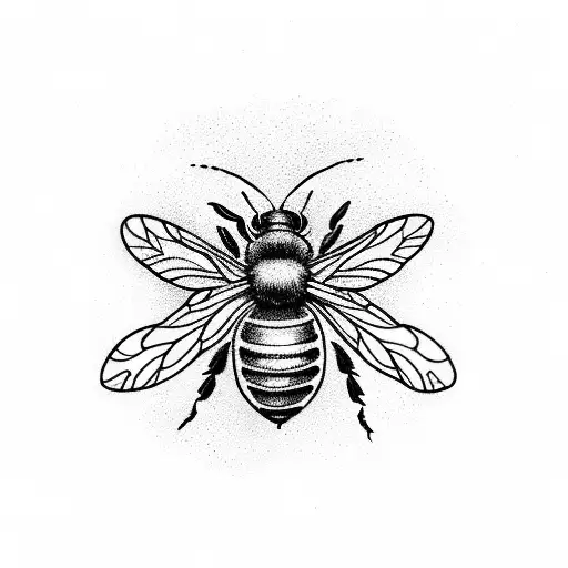 Honey Bee carrying a semi colon and a vine tattoo design idea