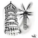 leaning tower of pisa, eiffel tower, barcelona, venice italy, florence italy, tr tattoo design idea