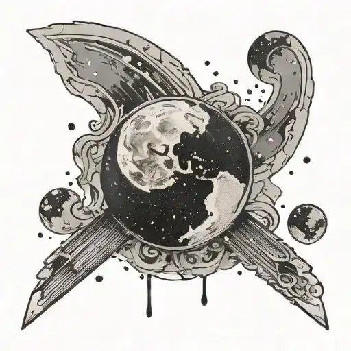 A tattoo of an artist's palette with paint splatters in the shape of stars and the moon, symbolizing the client's love for art and celestial objects tattoo design idea