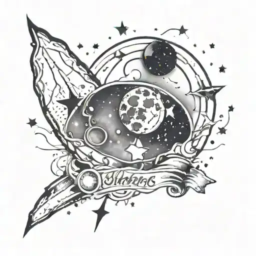 A tattoo of an artist's palette with paint splatters in the shape of stars and the moon, symbolizing the client's love for art and celestial objects tattoo design idea