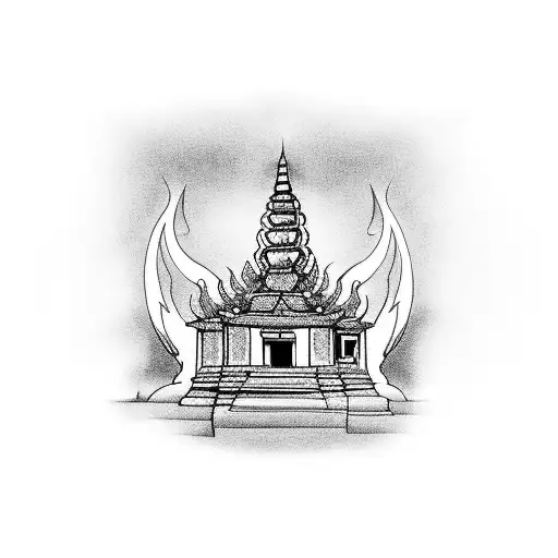 Cambodian Temple tattoo design idea