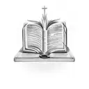 A realistic tattoo of an open Bible with rays of light shining out from its pages, symbolizing the client's devotion to the Bible and their faith tattoo design idea