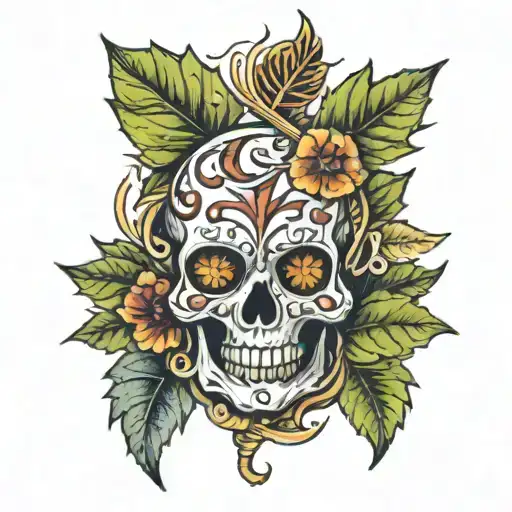 alive and death leaf   tattoo design idea