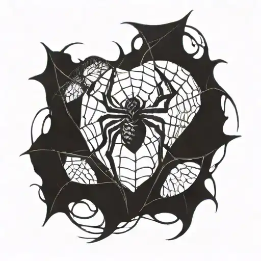 A spider weaving a web in the shape of a heart tattoo design idea