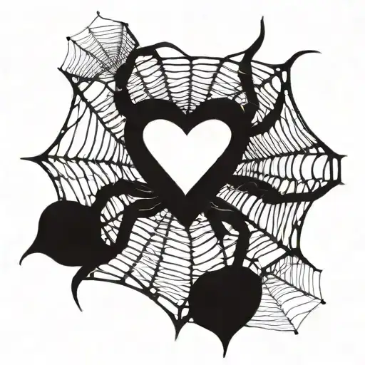 A spider weaving a web in the shape of a heart tattoo design idea
