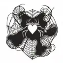 A spider weaving a web in the shape of a heart tattoo design idea