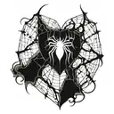 A spider weaving a web in the shape of a heart tattoo design idea