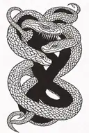 two snakes facing each other with open mouth by making an infinity loop tattoo design idea