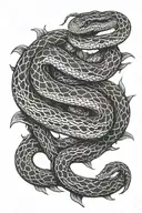 two snakes facing each other with open mouth by making an infinity loop tattoo design idea